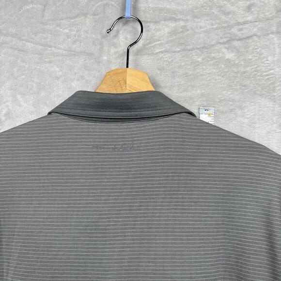 Travis Mathew Polo Shirt Size M Gray Striped Performance Golf Top Pocket Casual - Picture 7 of 9